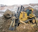 Cat D11T dozing overburden at coal mine, C642896
