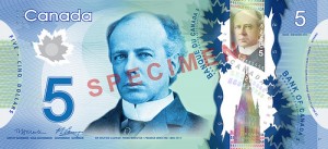 Canada new $5 bill front