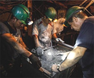 Emerald miners in Colombia