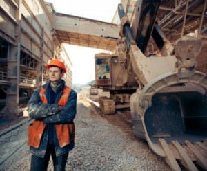 Mine worker on the job