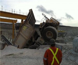 upended mining truck mining mayhem