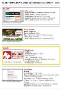 canadian online publishing awards best email winner