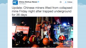 Chinese miners rescued after 36 days trapped underground