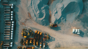 Aerial view mine construction