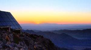 Solar panels and sunset