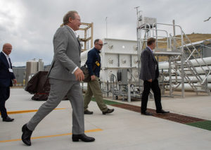 Andrew Forrest, chairman of Fortescue Future Industries. tours the outdoor Hydrogen Fueling Station and Bioreactor at the National Renewable Energy Laboratory