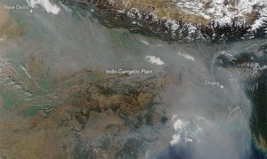 Satellite image of the atmospheric pollution across South Asia