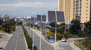 Dali City, Yunnan, People's Republic of China with installed solar panels.