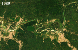 Timelapse on the impact of river mining in Myanmar from 1998 to 2022 via satellite imagery