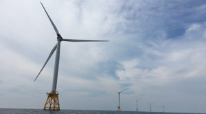 Wind turbines at the Block Island Wind Farm, off the coast of Rhode Island